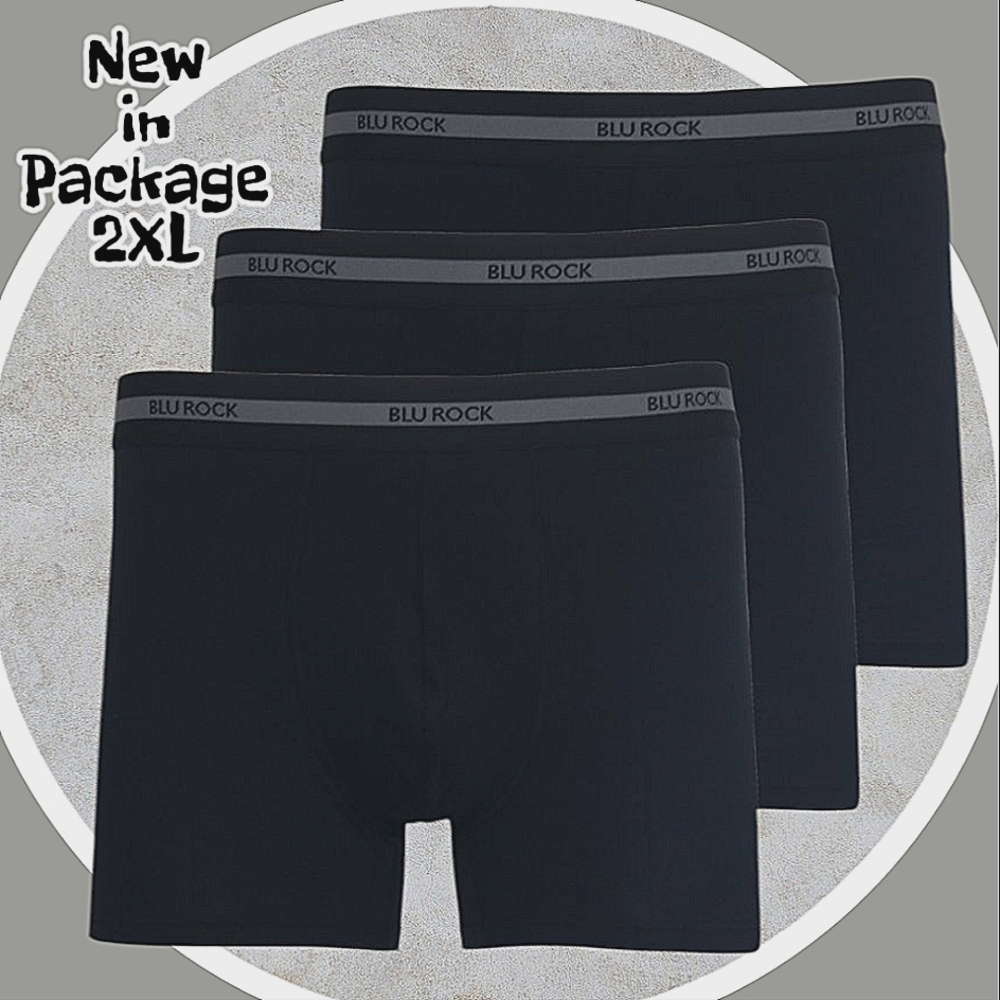 NEW NEVER OPENED BLU ROCK Men's Cotton Flex Stretch Boxer Briefs - 3 Pack-2XL